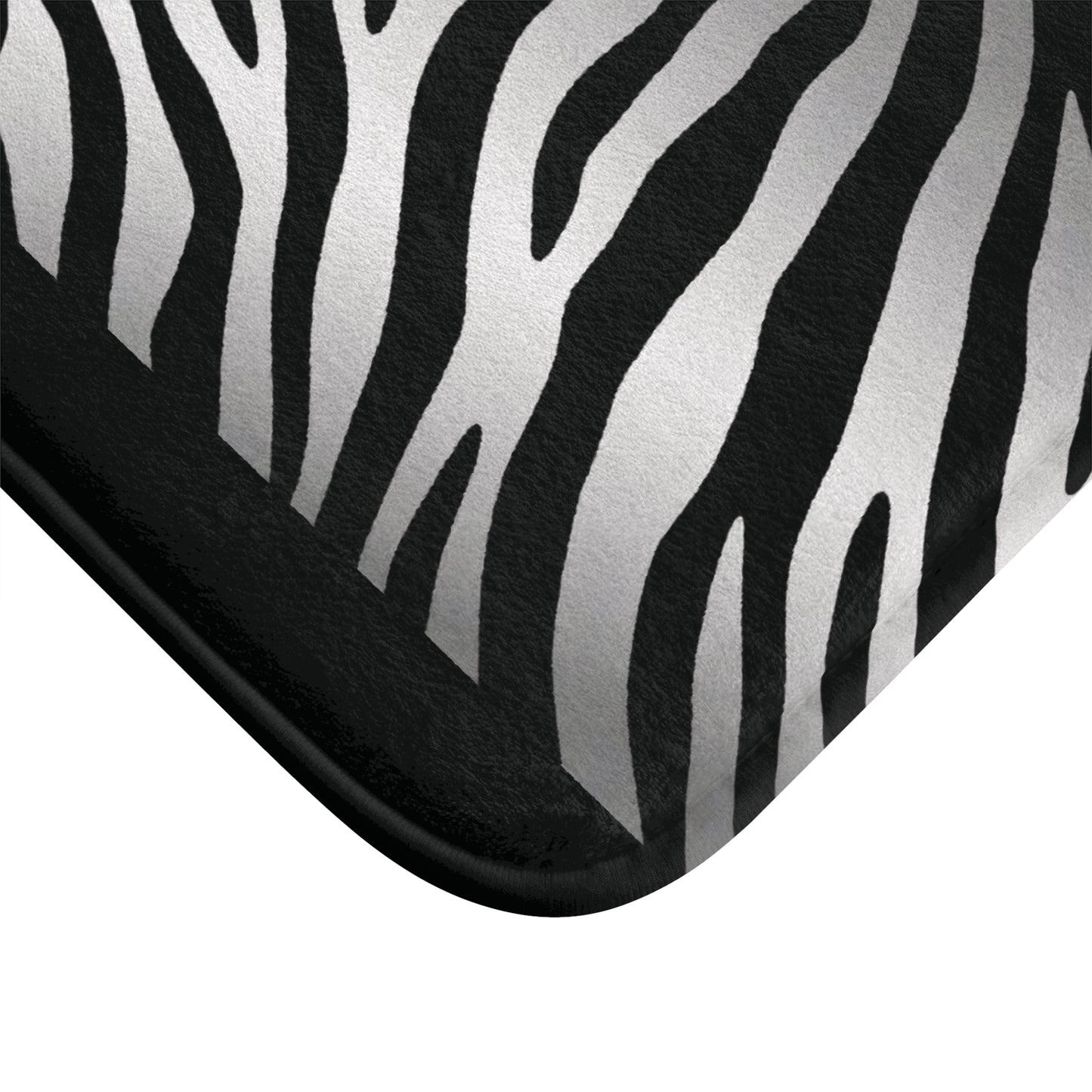 Stylish Zebra Print Bath Mat - Modern Bathroom Decor - Black Trim