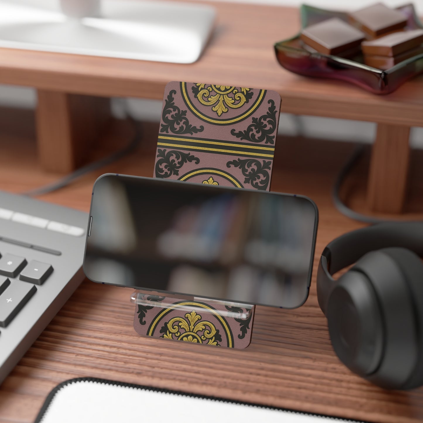 Gilded Mauve With Gold-Black Baroque Mobile Display Stand for Smartphones