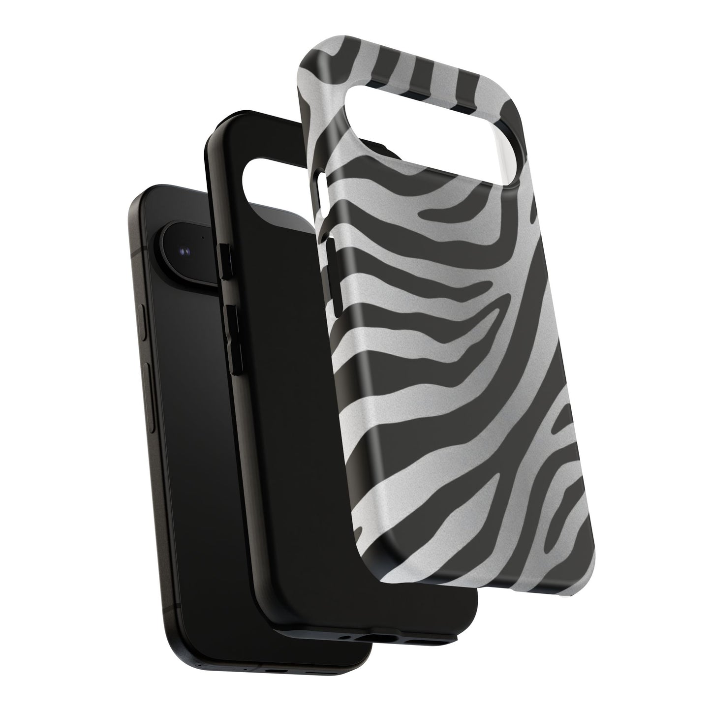 Zebra Print Tough Phone Case - Silver