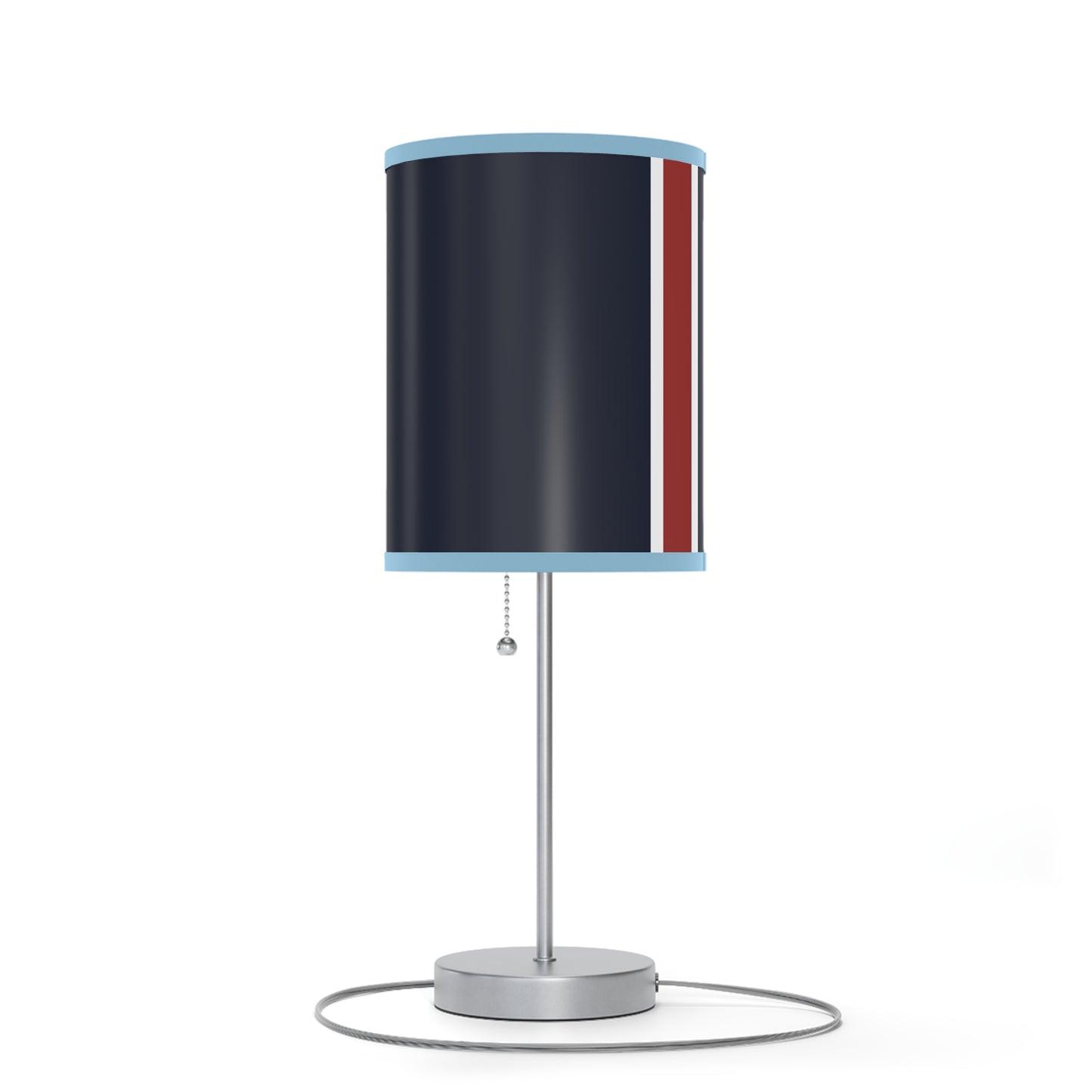 Lunar Midnight & Red-White Striped Stylish Table Lamp, Modern Home Decor, Bedroom Lighting, Unique Gift for Her, Desk Illumination