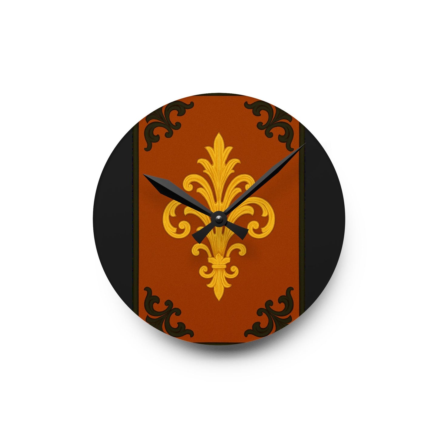 Dusk Terracotta Baroque Acrylic Wall Clock — Ornate Decorative Clock