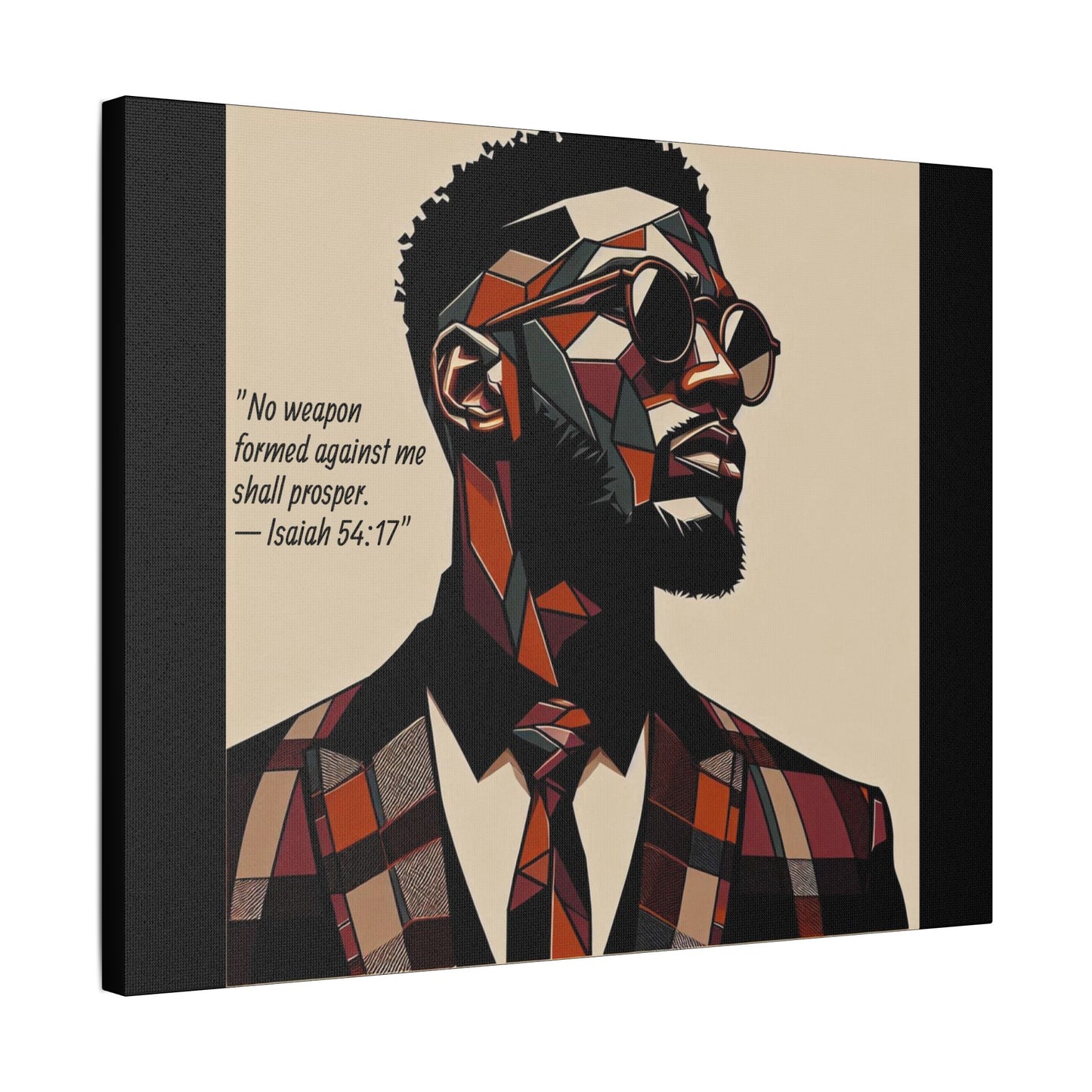 Afro Art Print Canvas, Wall Decor, Satin Stretched Canvas, African American Art, Office Decor, Home Decor - Isaiah 54:17