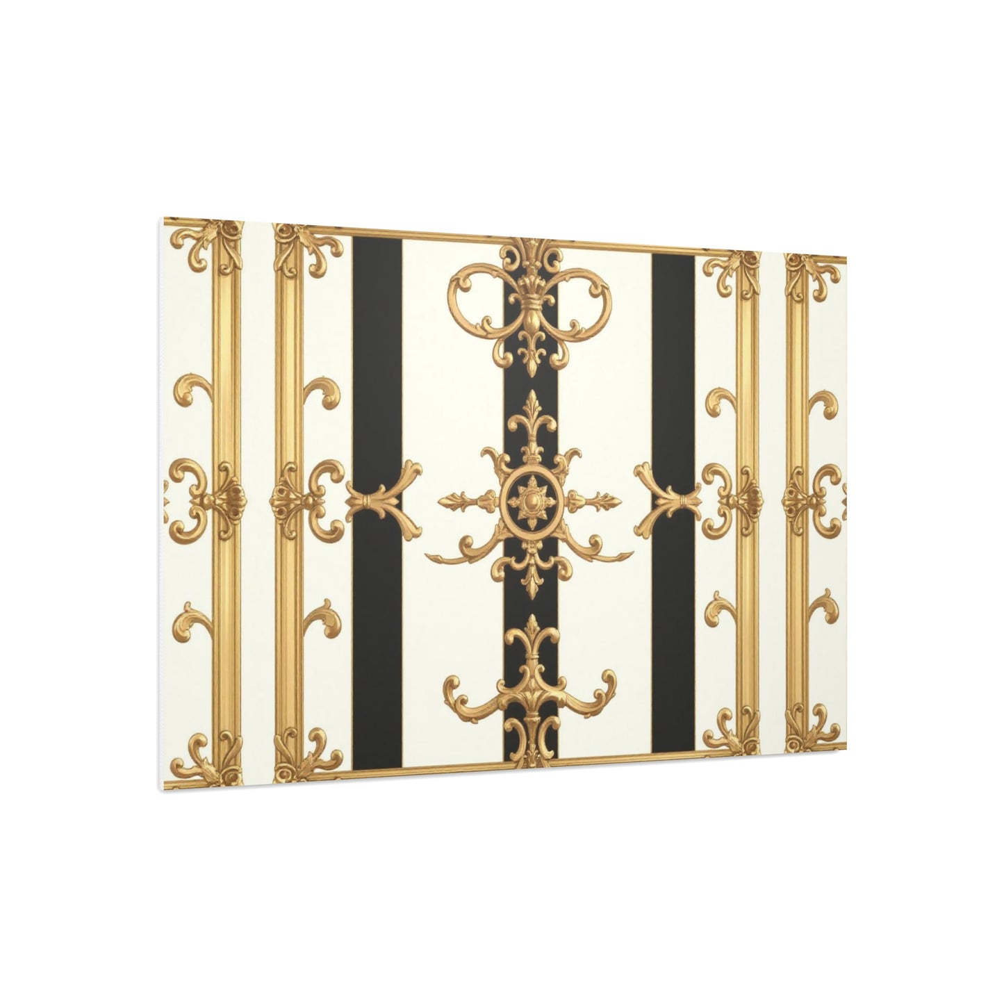 Elegant Foam Board Wall Art, Decorative Display, Home Decor, Office Decor, Visual Boards, Art Displays - Black & White Striped Gold Baroque