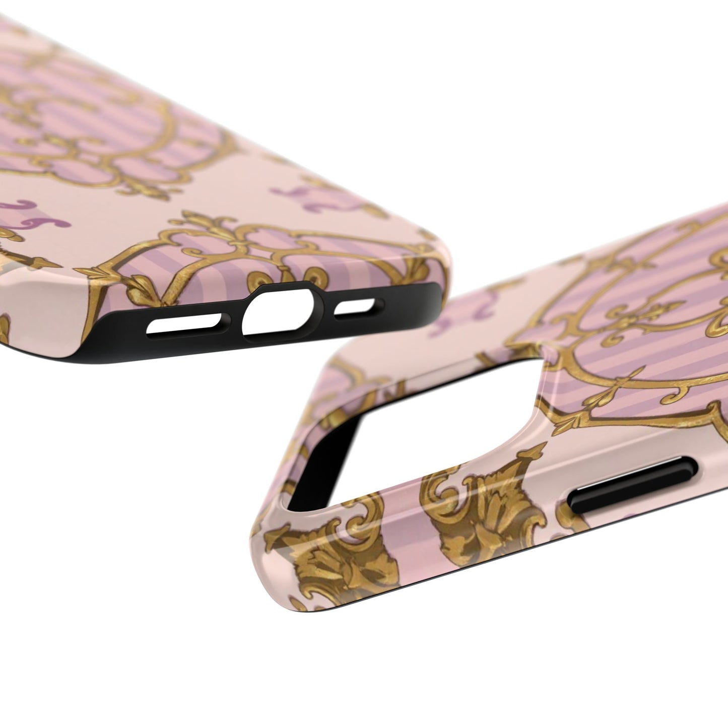 Elegant Vintage Phone Case, Tough Phone Case, Lavender & Alabaster Striped Gold Baroque Phone Cover, Stylish Phone Protector, Gift for Her