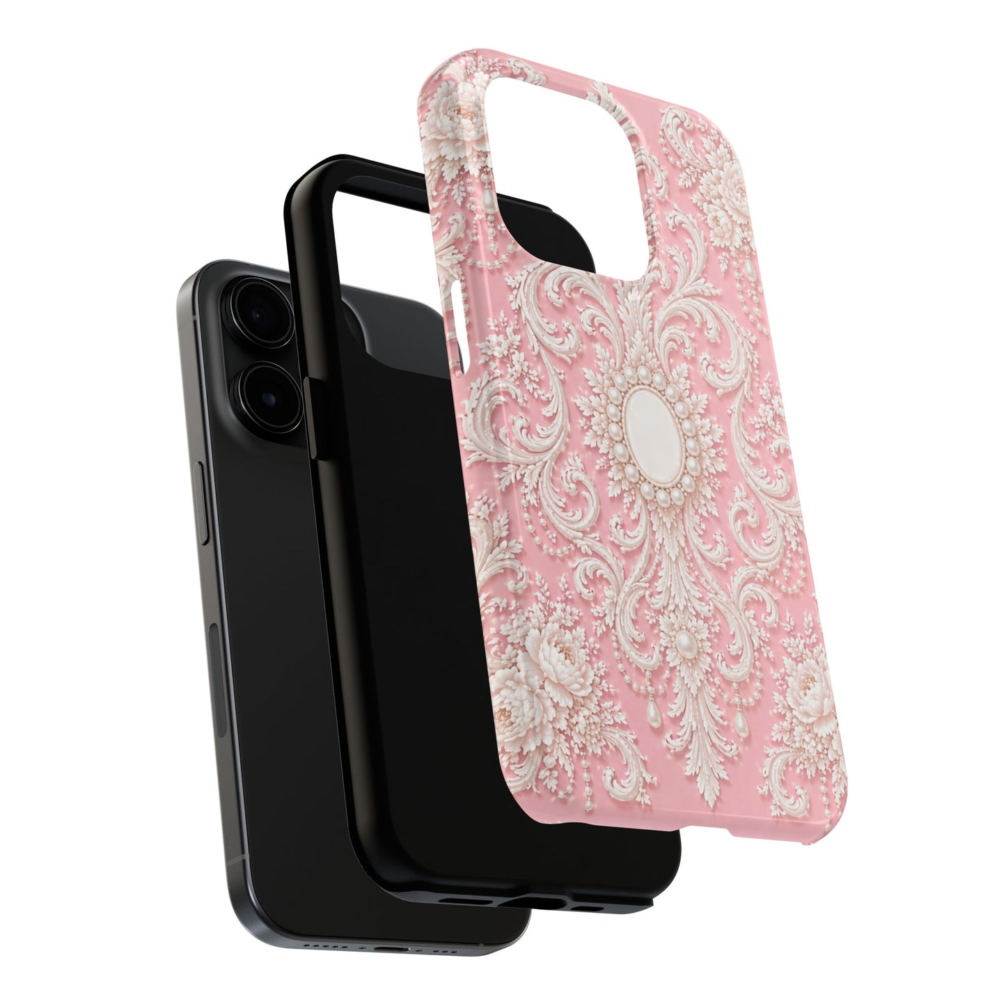 Pink Rococo Elegant Floral Tough Phone Case - Pink Vintage Design