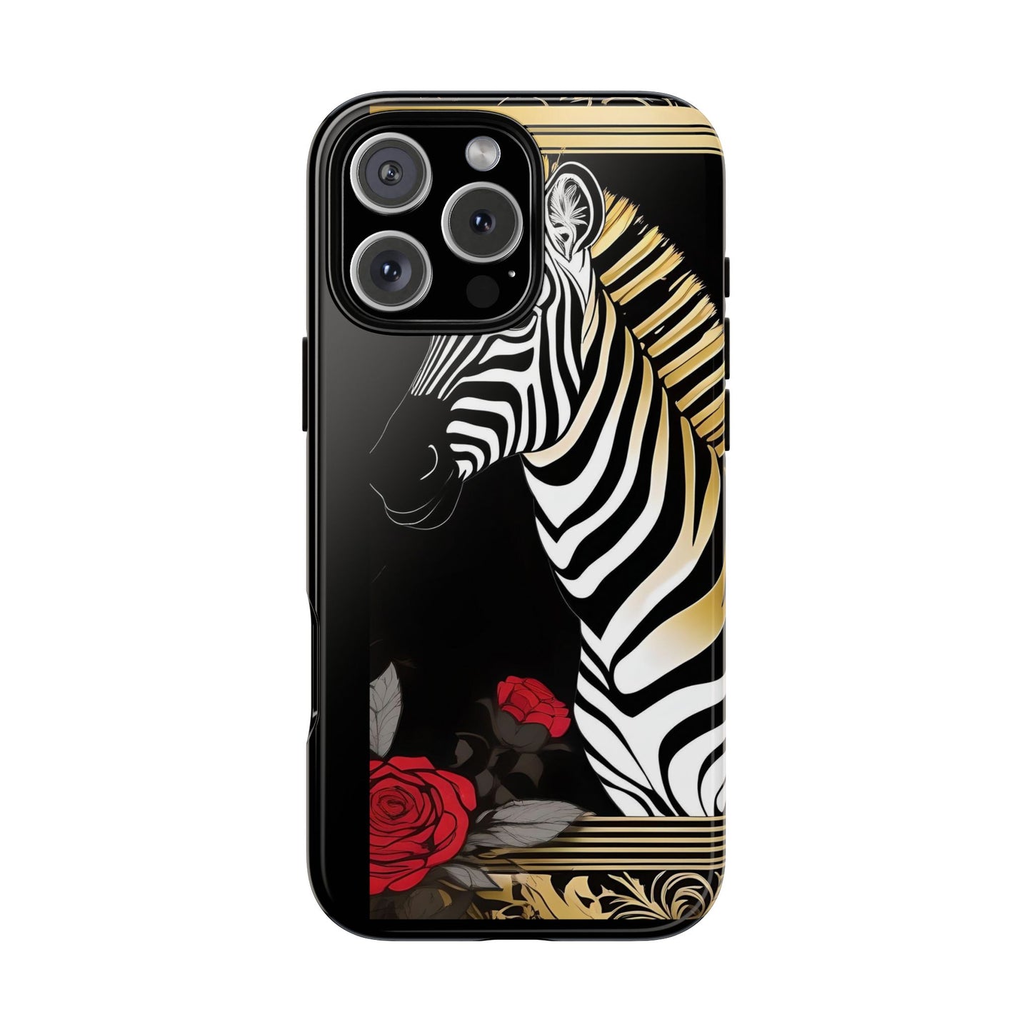 Phone Case - Elegant Zebra & Roses Design