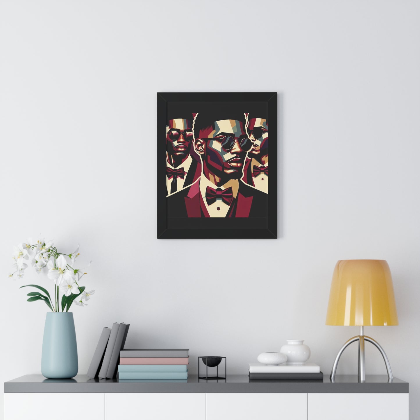 Stylish Framed Vertical Poster - Modern Art for Home Decor - Man In Burgundy Suit