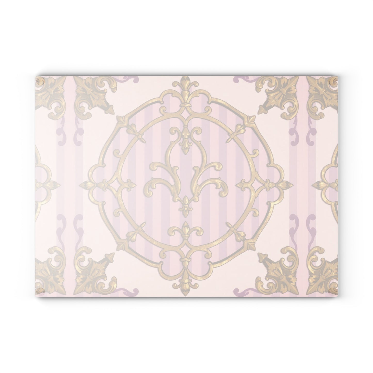 Lavender & Alabaster Striped Gold Baroque Design Glass Cutting Board, Elegant Kitchen Decor, Unique Gift for Home, Birthday, Wedding, Housewarming