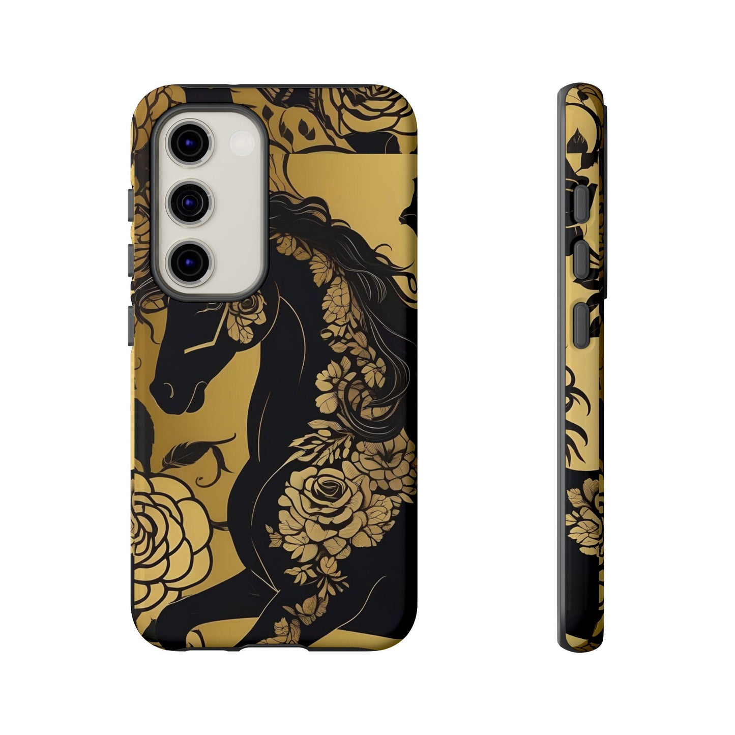 Phone Case - Elegant Horse & Roses Design