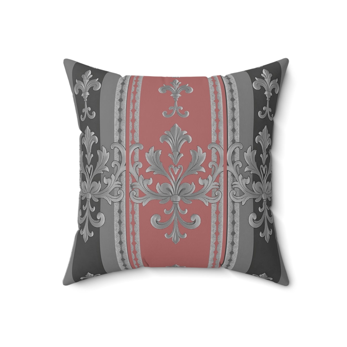 Elegant Floral Design Pillow, Decorative Cushion for Home, Luxury Throw Pillow, Gift for Her, Sofa Accent - Gray & Mauve Striped Baroque