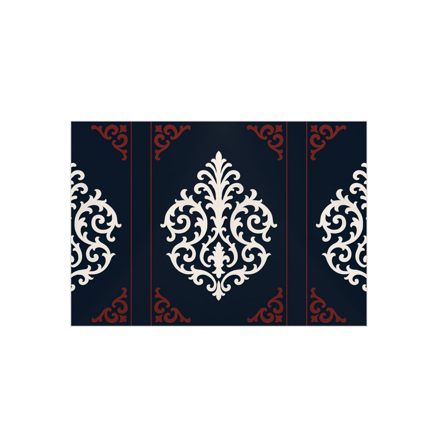 Dusk Blue-Maroon & White Baroque Foam Board Wall Art — Blue, White & Maroon Pattern