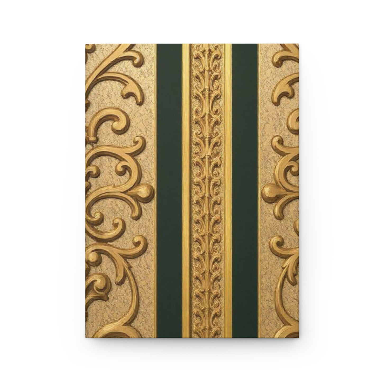 Elegant Teal Striped Gold Baroque Hardcover Journal, Vintage Notebook, Luxe Gift for Writers, Poets, Artists, Perfect for Special Occasions
