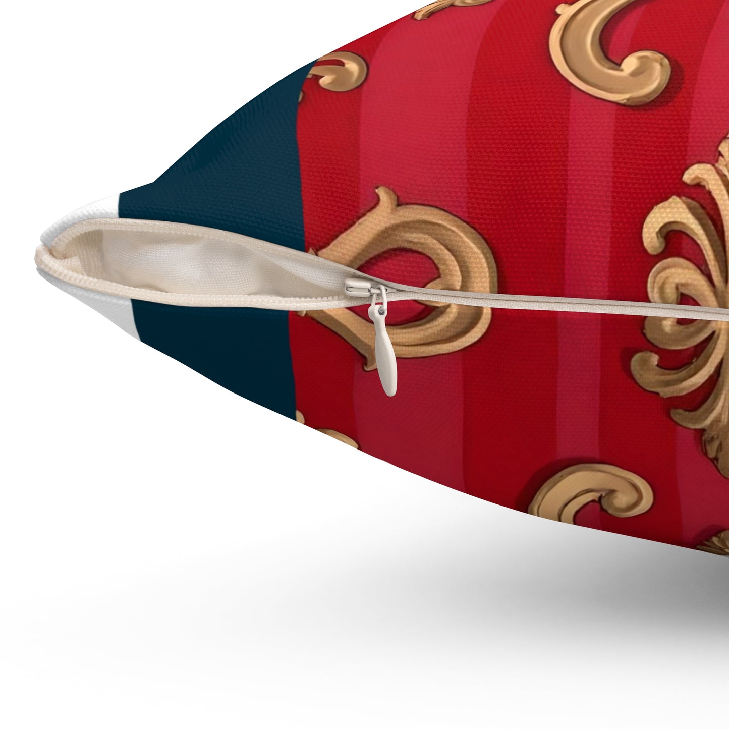 Regal Decorative Pillow - Elegant Home Decor, Luxury Cushion, Statement Pillow, Gift for Homeowners - Blue, Red & White Striped Baroque