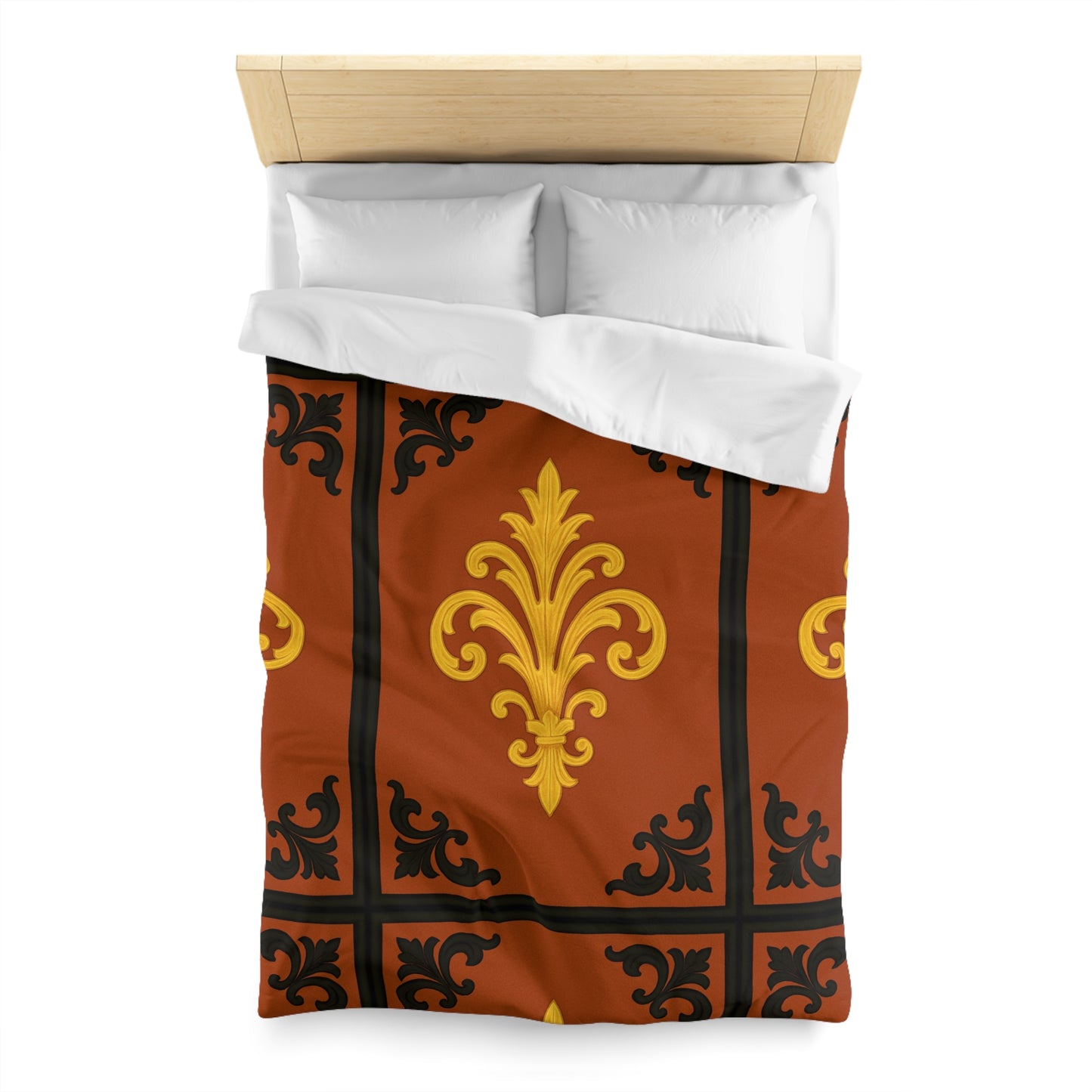 Dusk Terracotta Baroque Duvet Cover — Dusk Terracotta & Gold Tile Pattern