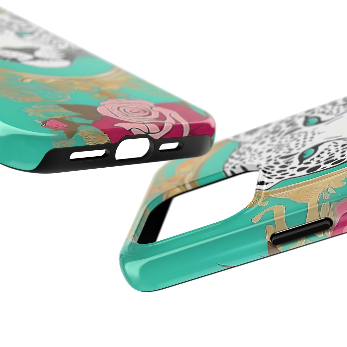 Leopard Tough Phone Case - Trendy Floral Design for Animal Lovers - Leopard & Rose