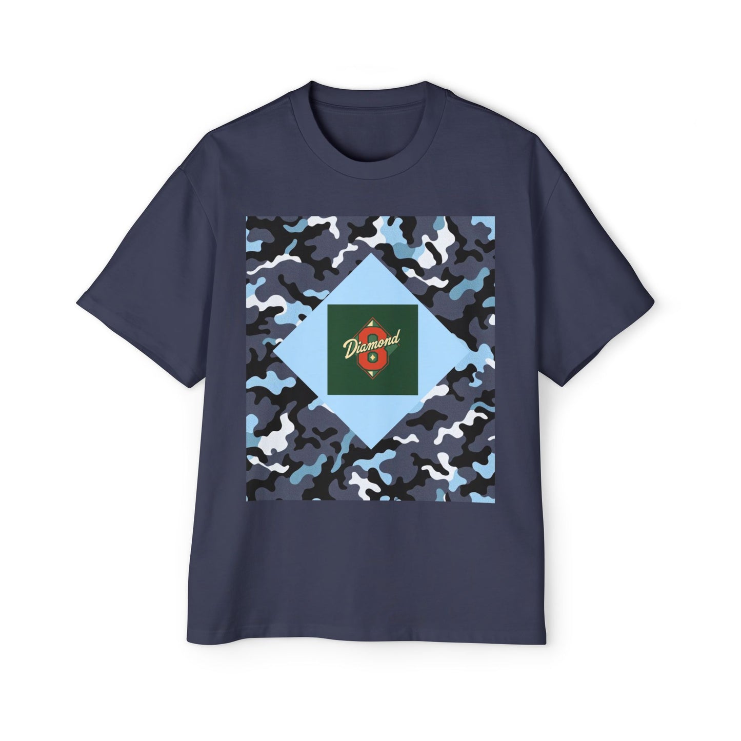 Men's Oversized Camo Tee, Casual Streetwear, Graphic T-Shirt, Trendy Outfit, Gift for Him, Relaxed Fit Top - Camo & Diamond 8