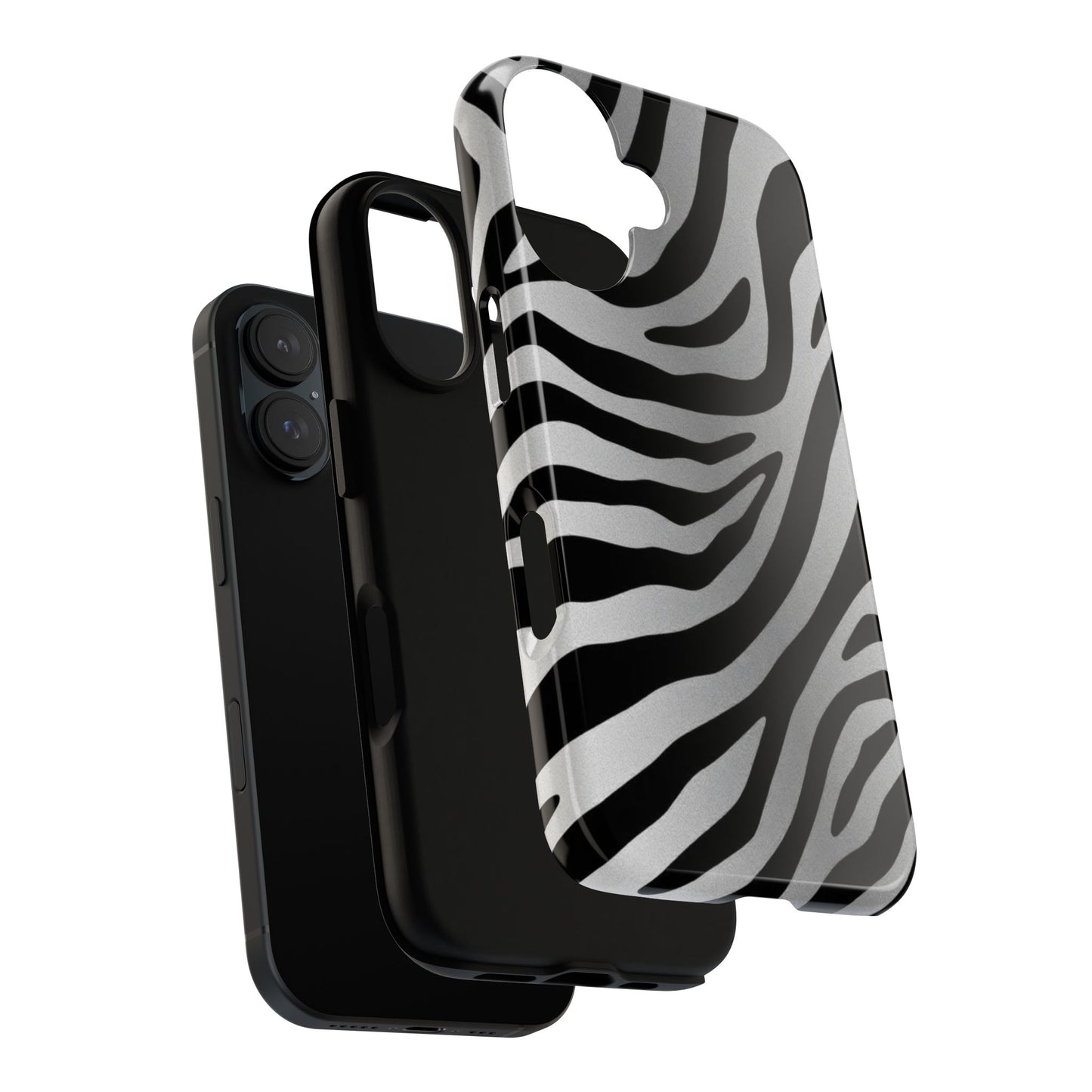 Zebra Print Tough Phone Case - Silver