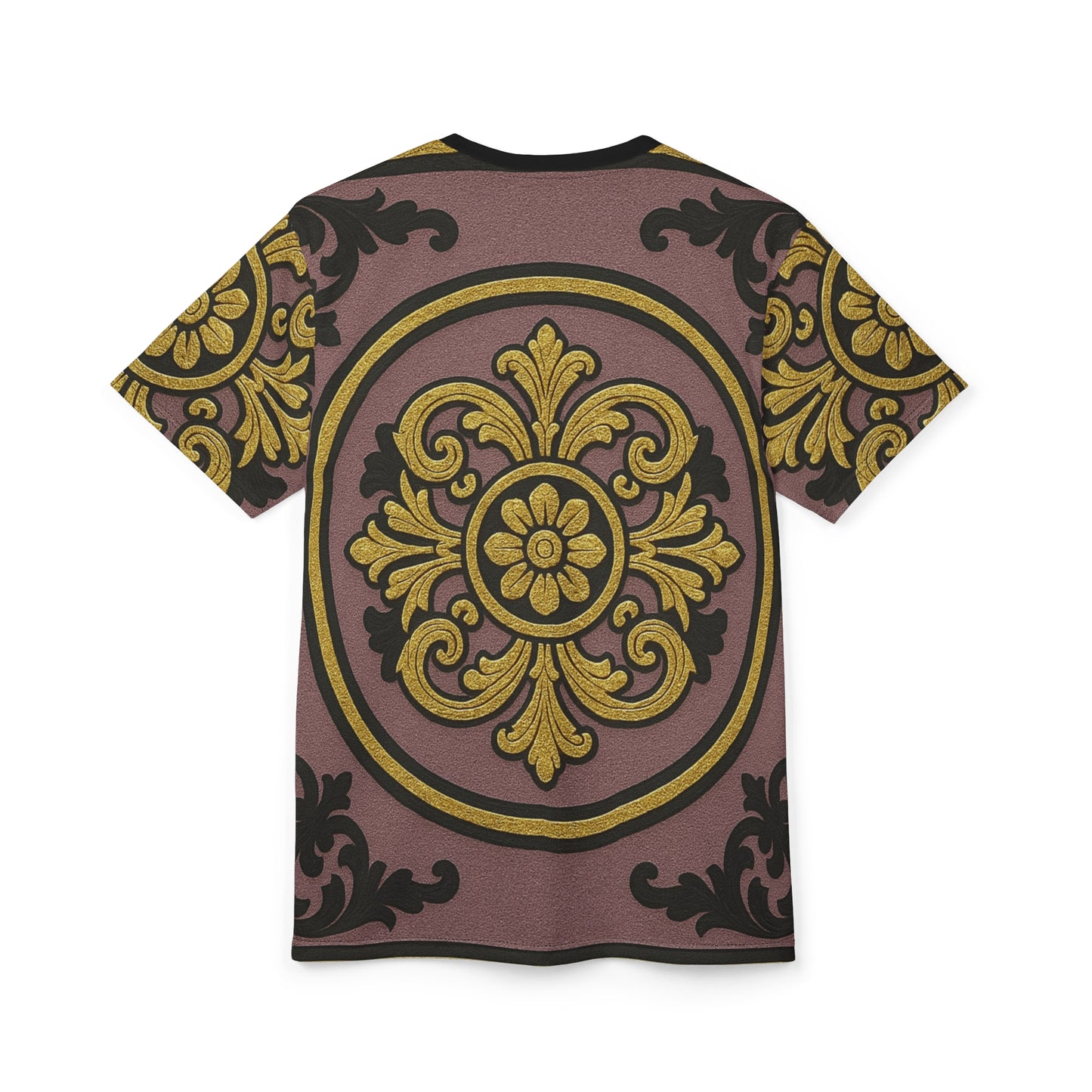 Elegant Gilded Mauve With Gold-Black Baroque Unisex Cut & Sew Tee, Vintage Style Shirt, Bohemian Graphic Tee, Gift for Her, Fashion Essential