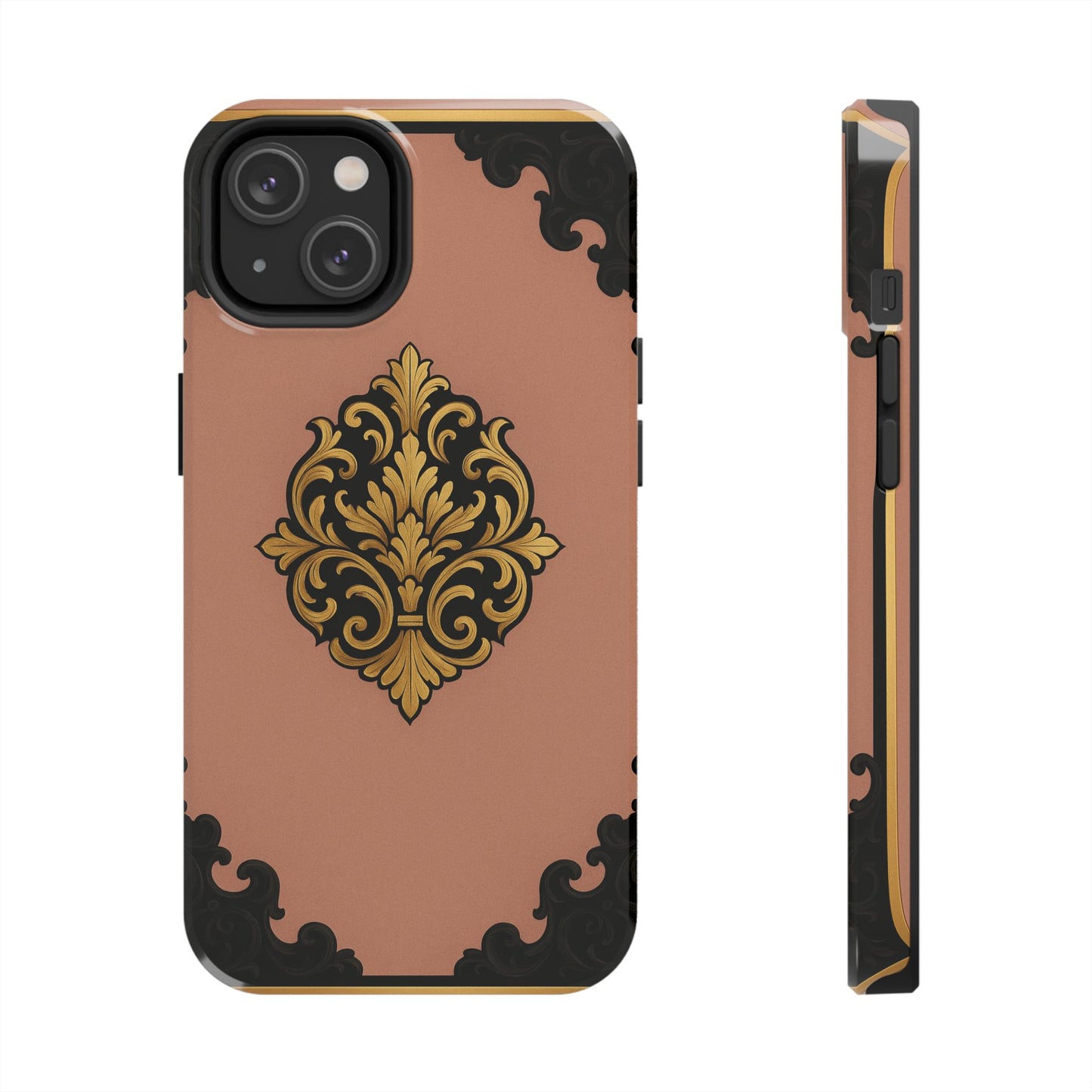 Mauve & Black-Gold Baroque Tough Phone Case — Ornate Protective iPhone Cover