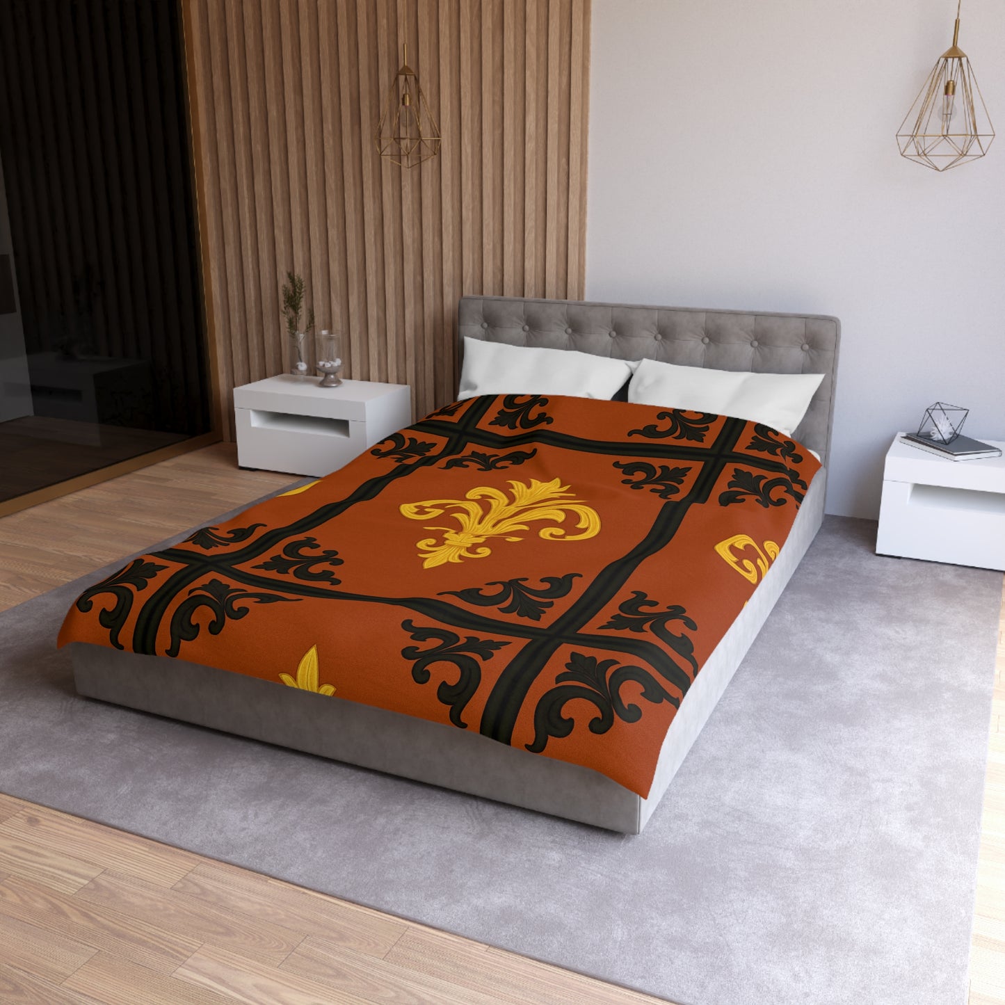 Dusk Terracotta Baroque Duvet Cover — Dusk Terracotta & Gold Tile Pattern