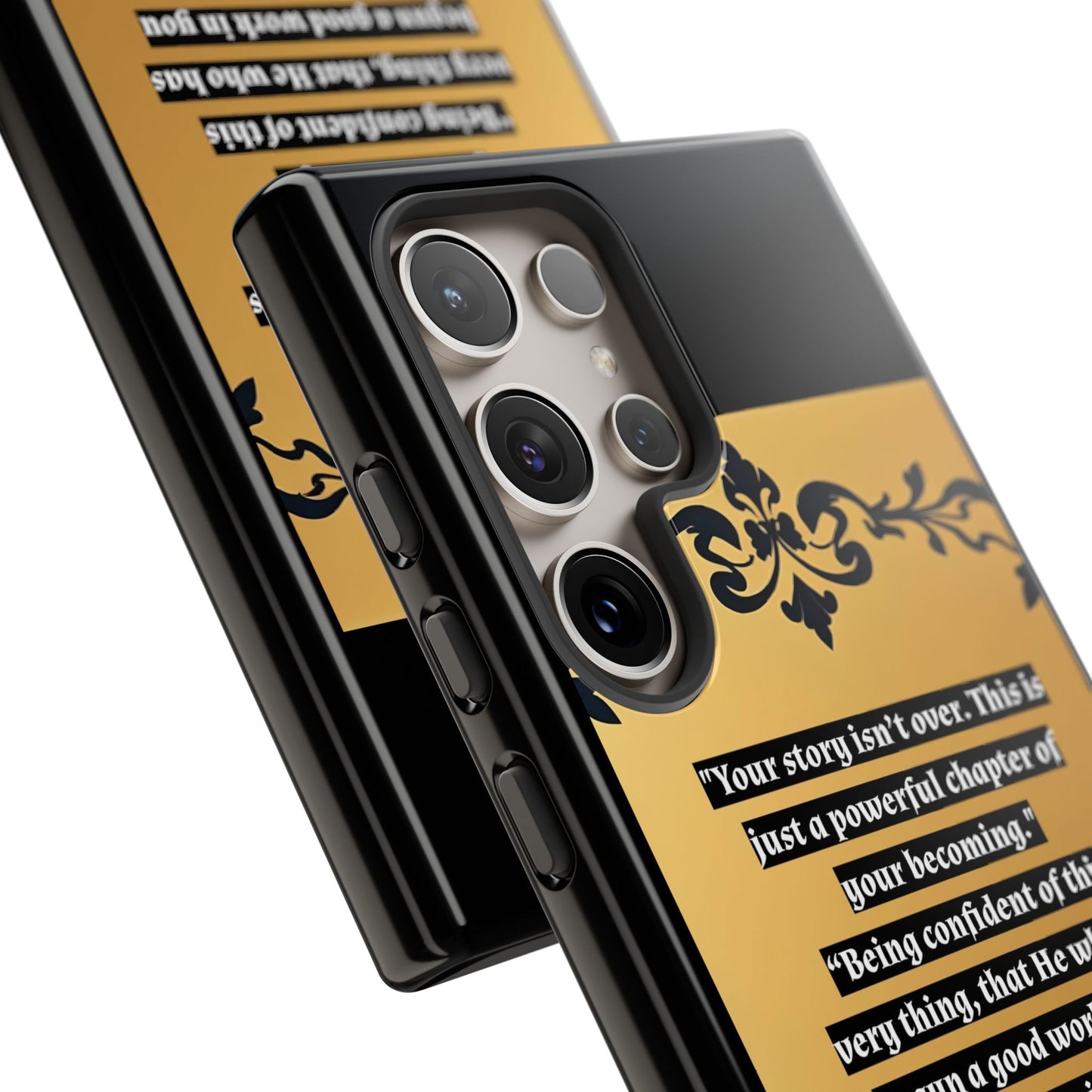 Elegant Floral Motif Phone Case - Tough Cases with Vintage Design - "Your story isn't over"