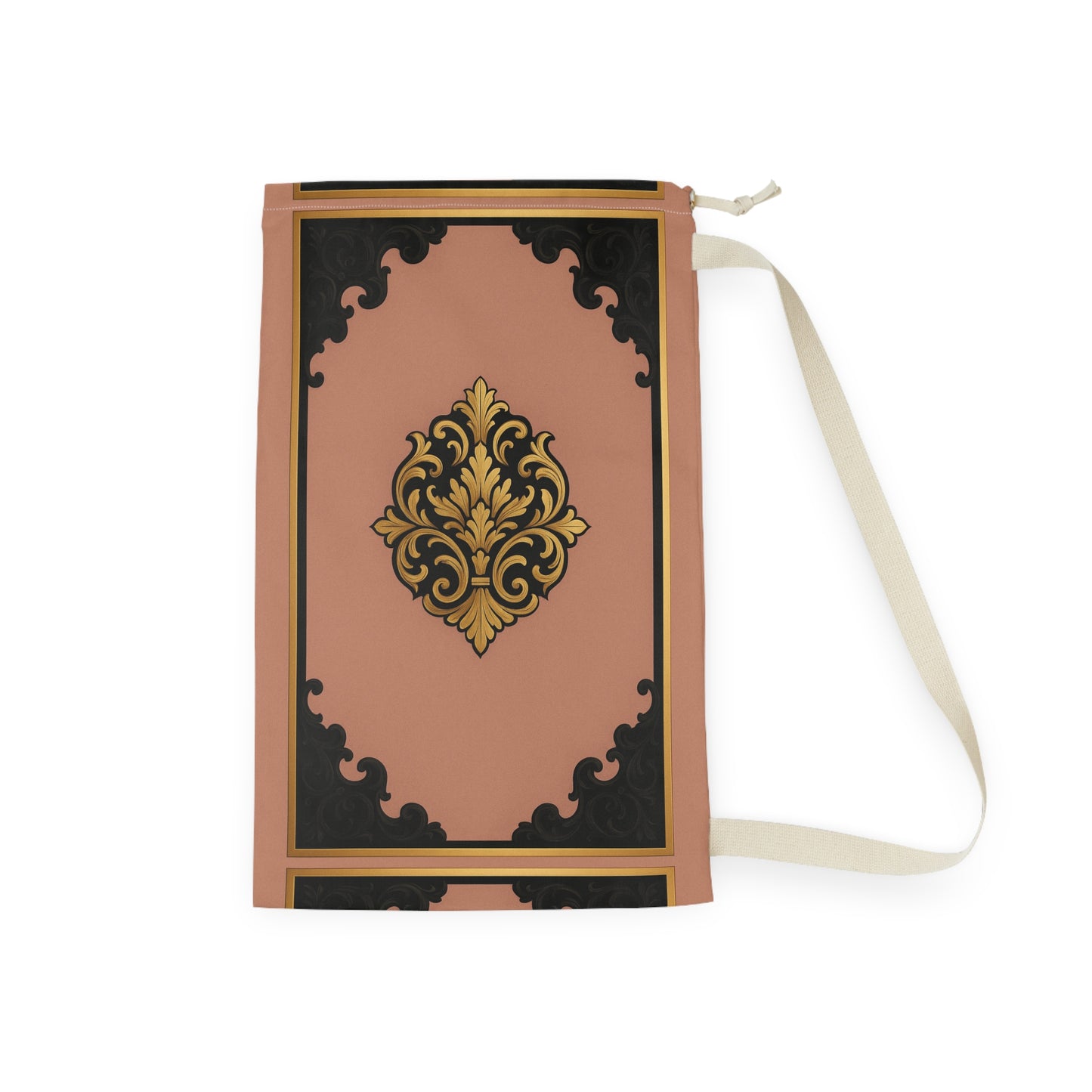 Vintage Baroque Laundry Bag — Elegant Mauve & Black-Gold Baroque Travel/Linen Organizer