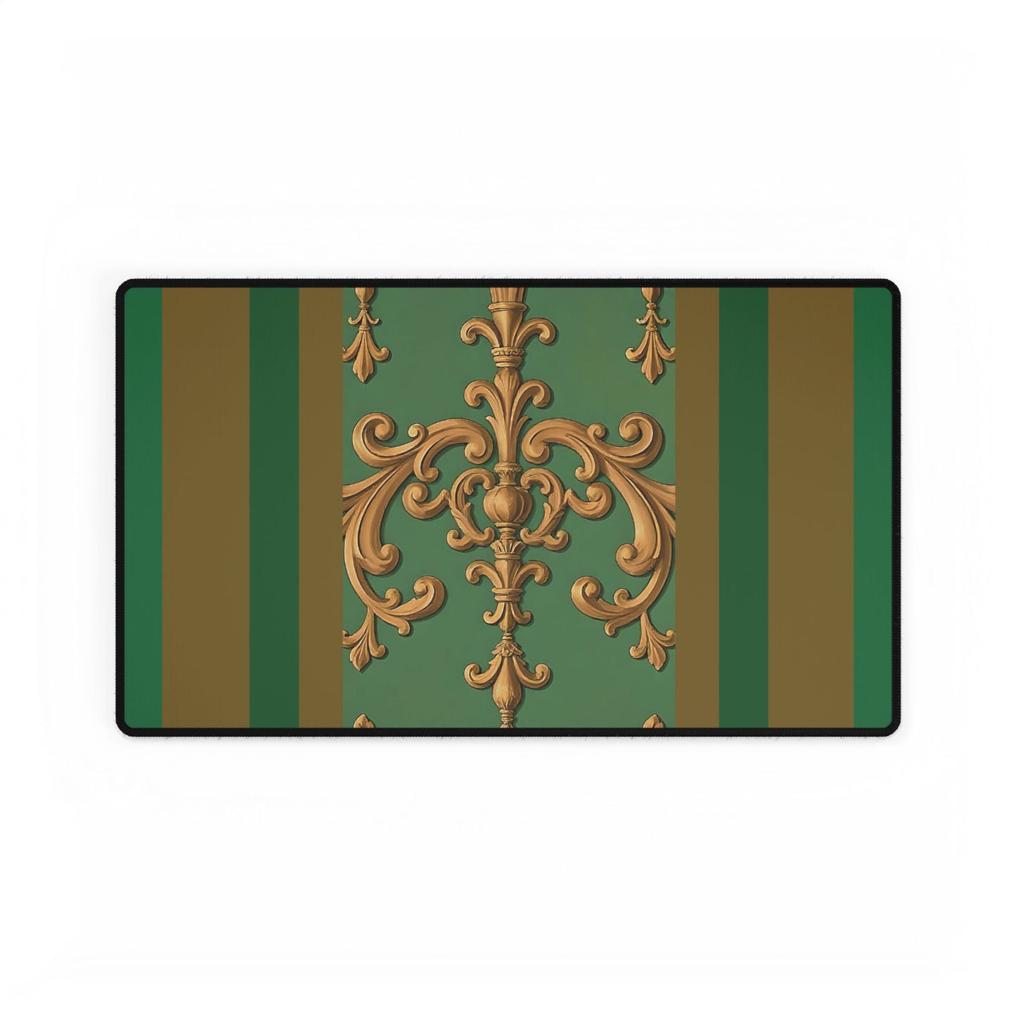 Elegant Office Desk Mats for Home & Work, Stylish Decor, Personalized Gift Idea for Professionals - Olive Green Striped Rococo