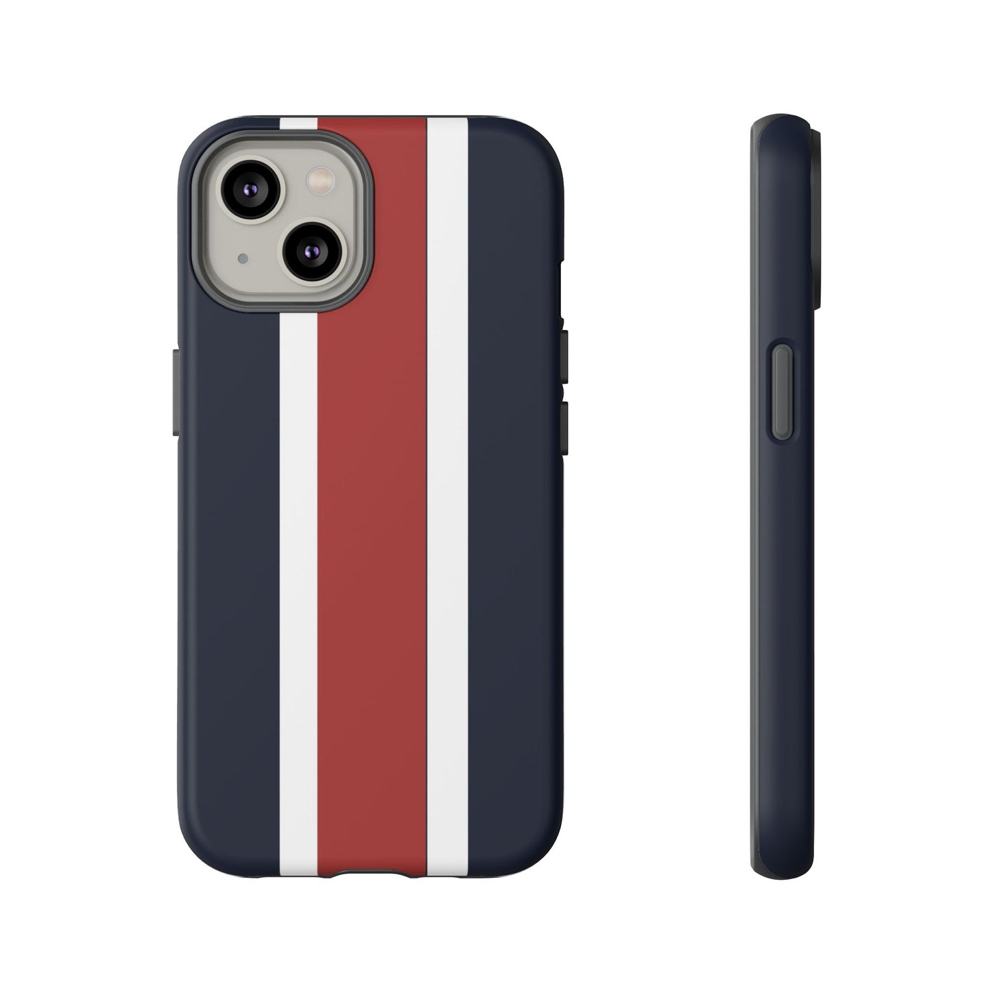 Lunar Midnight & Red-White Striped Stylish Phone Case - Tough Cases, Custom iPhone Cover, Sleek Phone Accessories, Gifts for Him/Her