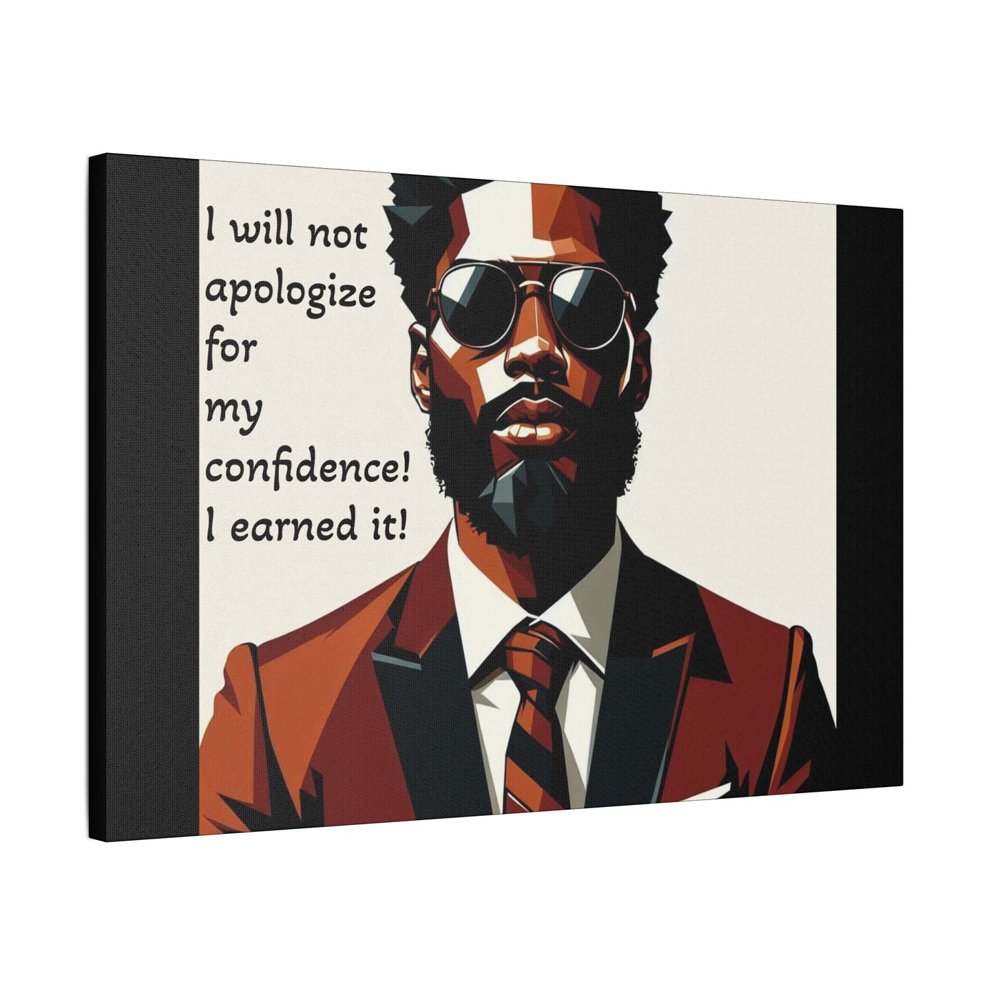 Afro Art Print Canvas, Wall Decor, Satin Stretched Canvas, African American Art, Office Decor, Home Decor - Confident Man In Suit