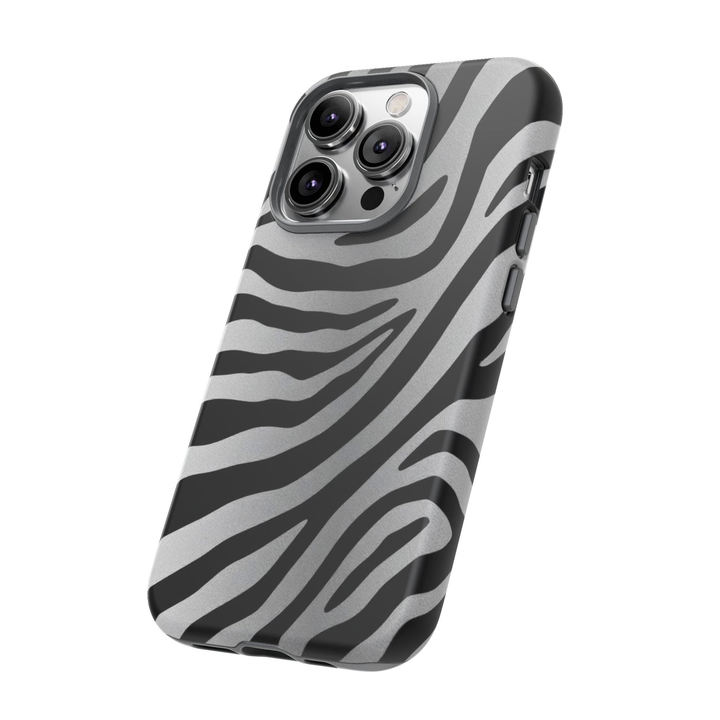 Zebra Print Tough Phone Case - Silver