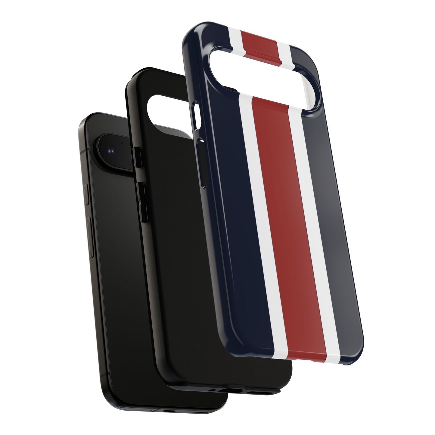 Lunar Midnight & Red-White Striped Stylish Phone Case - Tough Cases, Custom iPhone Cover, Sleek Phone Accessories, Gifts for Him/Her