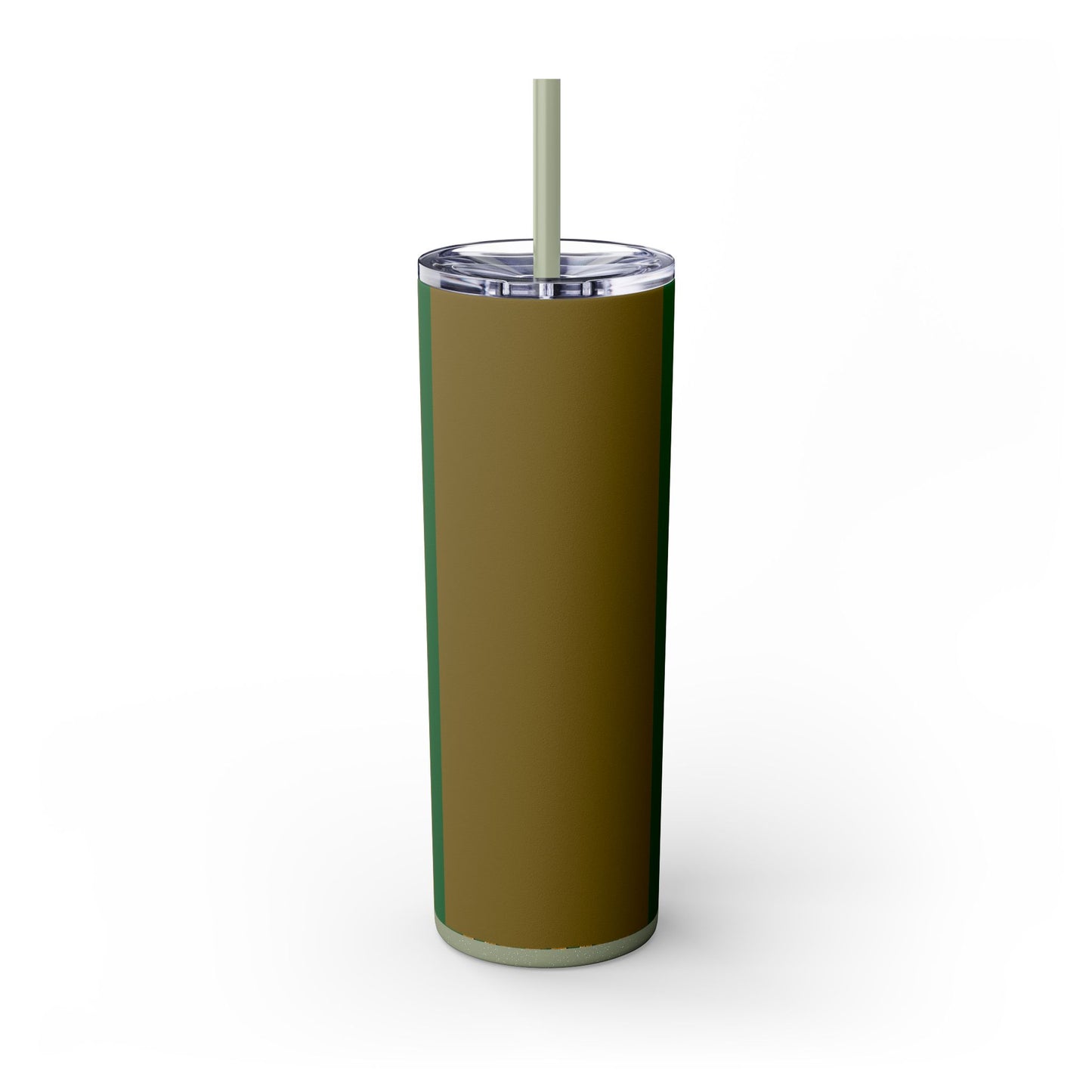 Elegant Green Pattern Skinny Tumbler with Straw, Stylish Drinkware, Gift for Her, Travel Mug, Home Decor, Floral Design - Olive Green Striped Rococo