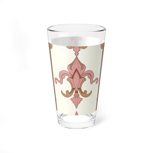 Elegant Floral Mixing Glass - Perfect for Cocktails, Outdoor Gatherings, Home Bars, Gifts, Parties - Brown Striped Pink Arabesque