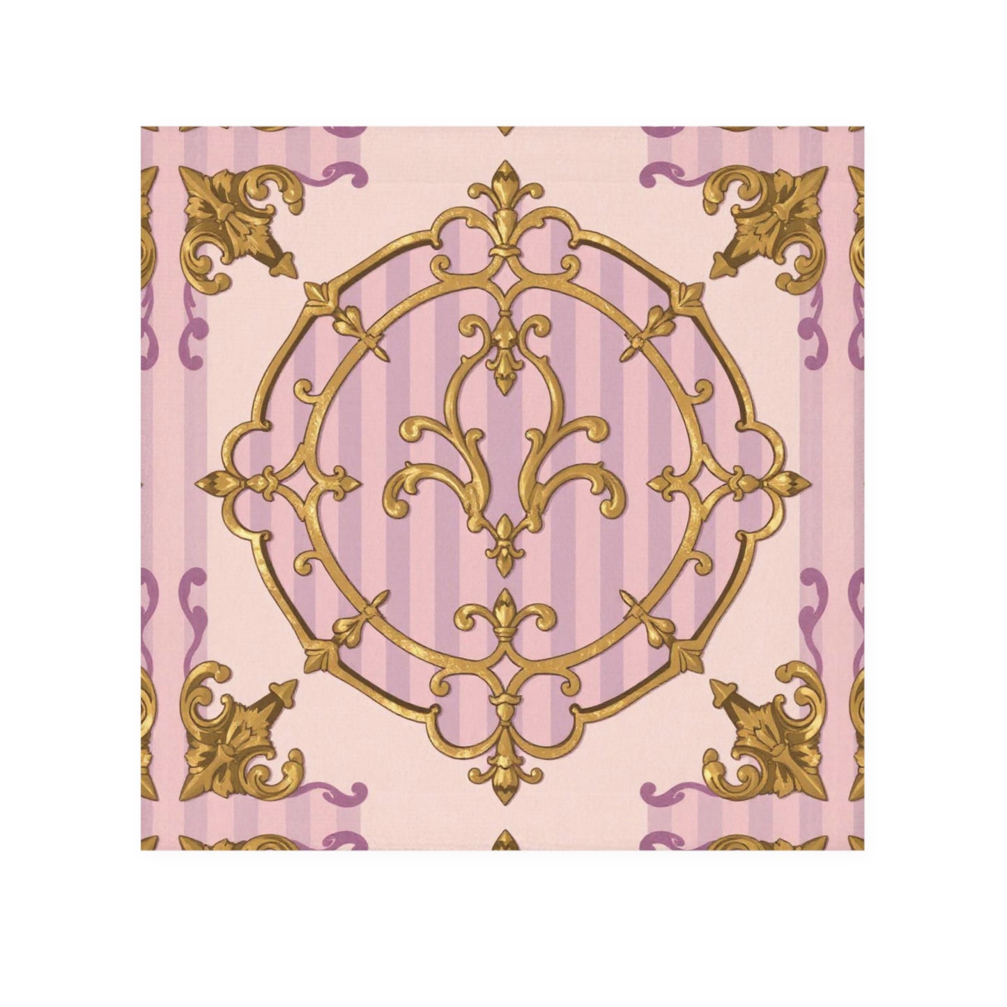 Elegant Lavender & Alabaster Striped Gold Baroque Face Towel for Home Spa, Luxury Decorative Towel, Bridal Shower Gift, Soft Cotton Hand Towel