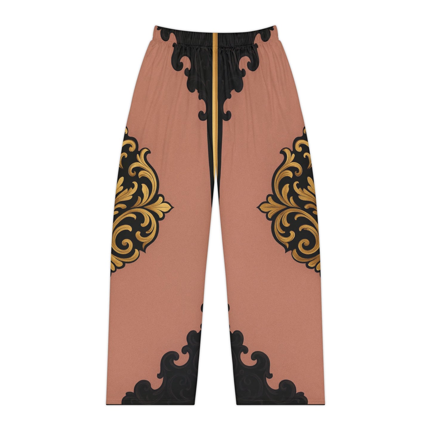Mauve & Black-Gold Baroque Pajama Pants — Women's Luxe Lounge Trousers