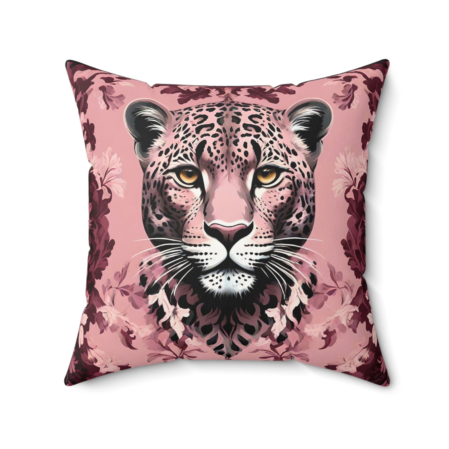 Pink Leopard Faux Suede Square Pillow - Chic Home Decor Cushion