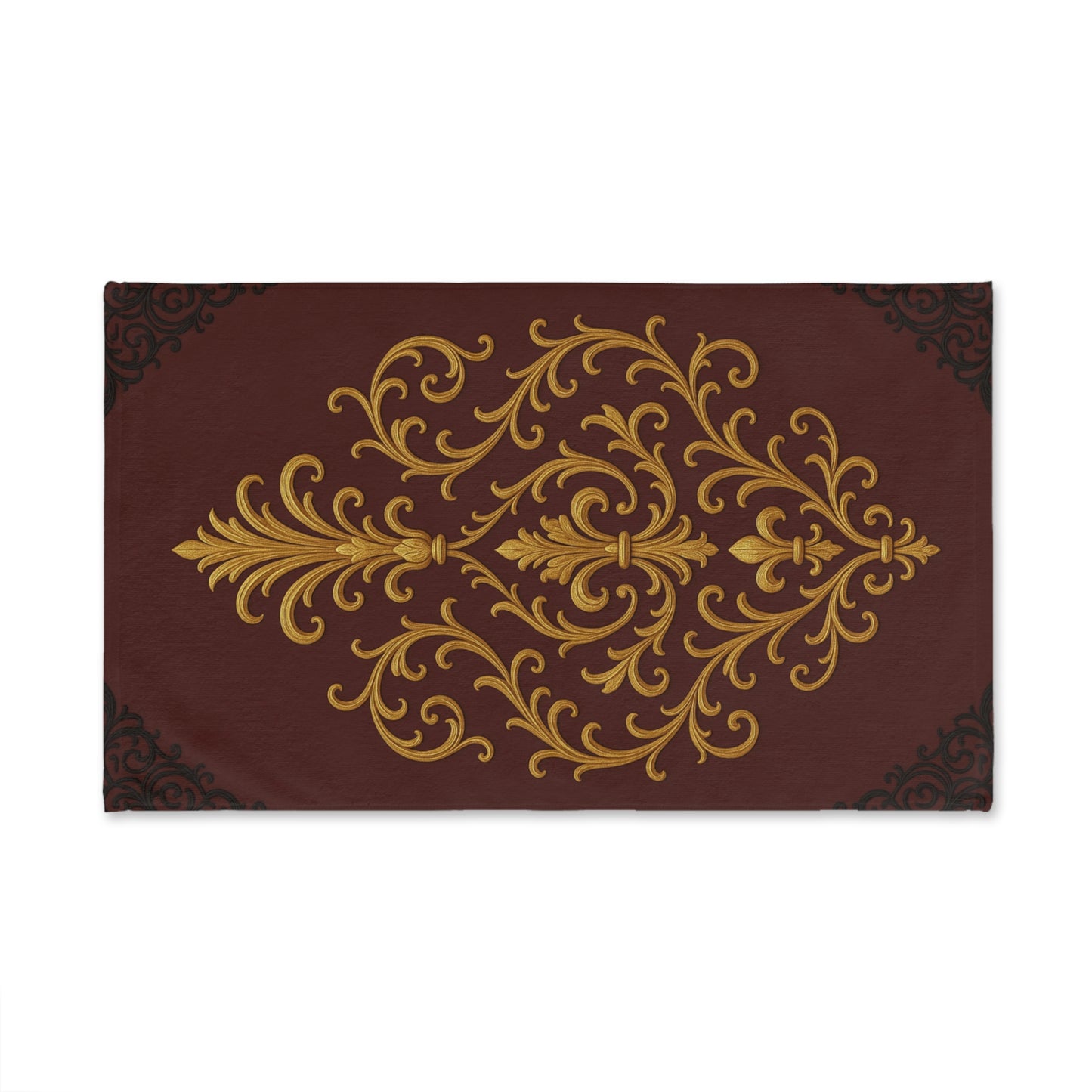 Dusk Burgundy-Black & Gold Baroque Hand Towel — Burgundy Victorian Bathroom Accent