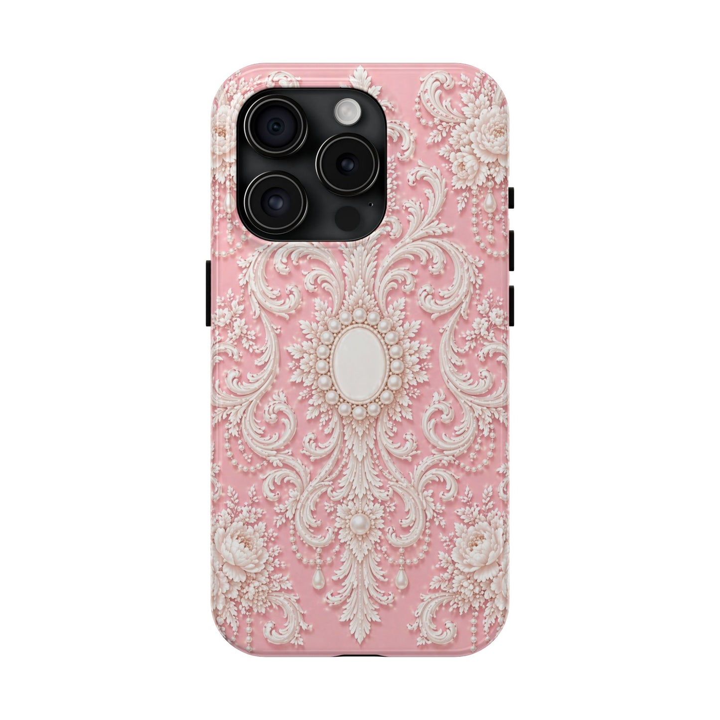 Pink Rococo Elegant Floral Tough Phone Case - Pink Vintage Design
