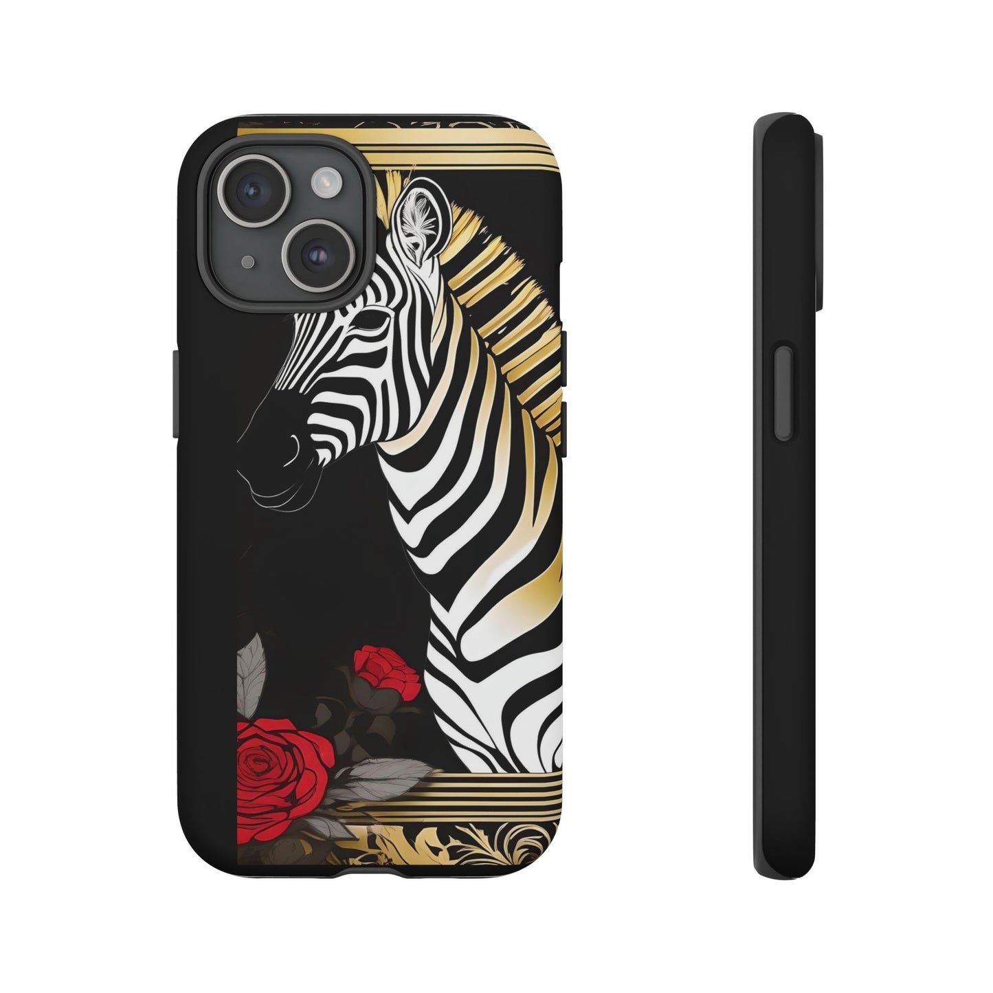 Phone Case - Elegant Zebra & Roses Design