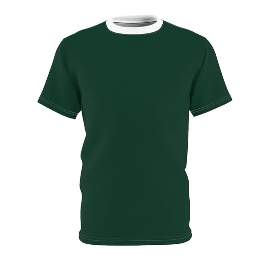 Unisex Midnight Green (White Collar) Cut & Sew Tee - Unique AOP Design for Everyday Styling, Perfect Gift for Friends & Family, Casual Wear