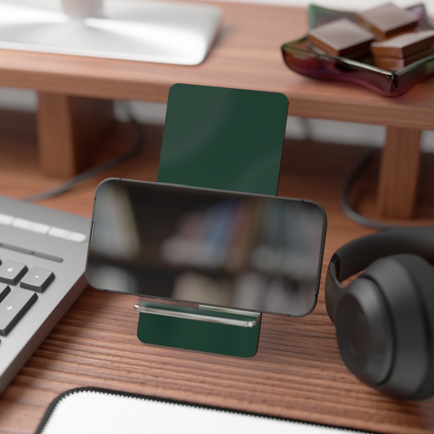 Midnight Green Sleek Smartphone Stand, Modern Mobile Holder, Desk Accessories, Minimalist Phone Display, Gift for Tech Lovers