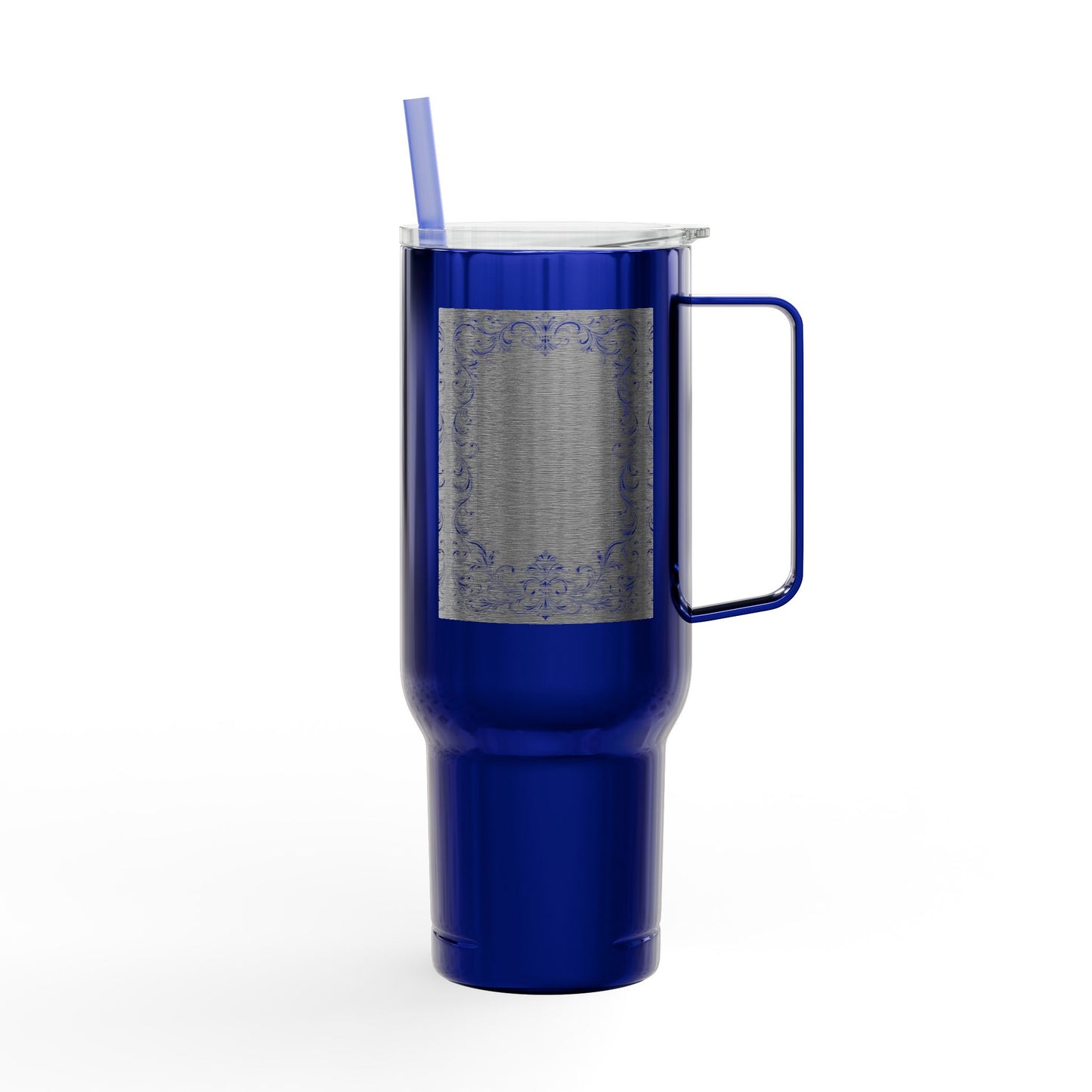 Engraved Baroque 40oz Insulated Tumbler — Vintage Filigree Design with Lid & Straw
