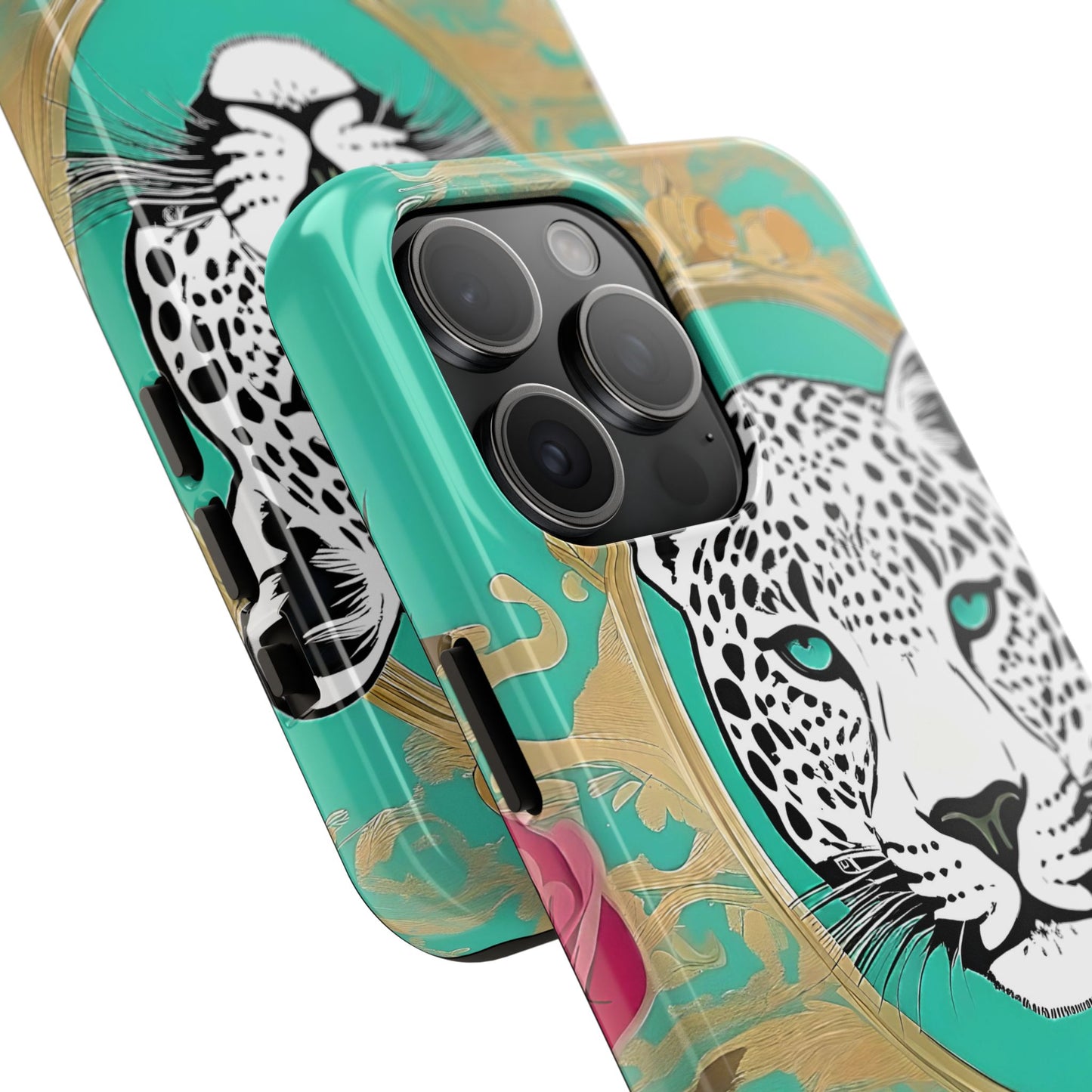 Leopard Tough Phone Case - Trendy Floral Design for Animal Lovers - Leopard & Rose