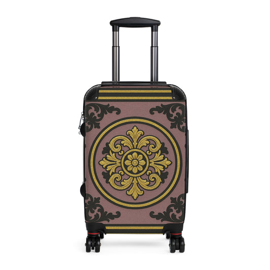 Elegant Gilded Mauve With Gold-Black Baroque Suitcase | Travel Luggage | Vintage Style Bag | Gift for Travelers | Stylish Carry-On | Unique Vacation Gear