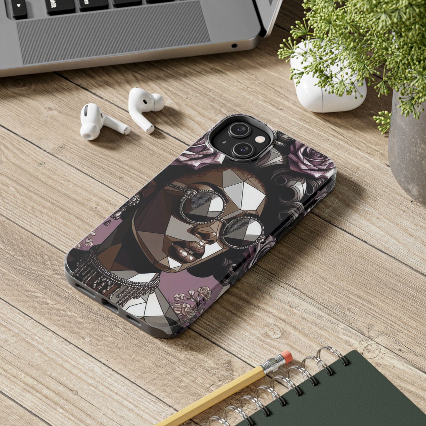 Chic Geometric Phone Case, Stylish Tough Case for Women, Unique Gift, Floral Design, Modern Accessories for Everyday Use - Lilac Baroque Lady