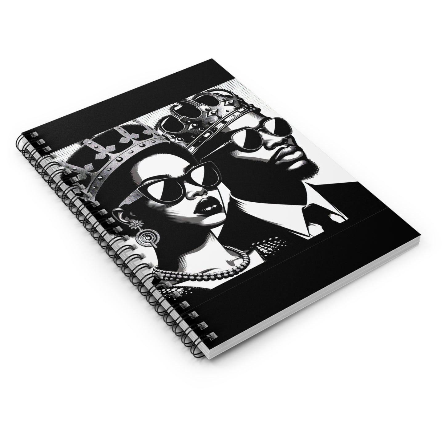 Elegant Crowned Couple Spiral Notebook - Stylish Journal for Note-Taking, Gift for Writers, Artists, or Royalty Enthusiasts