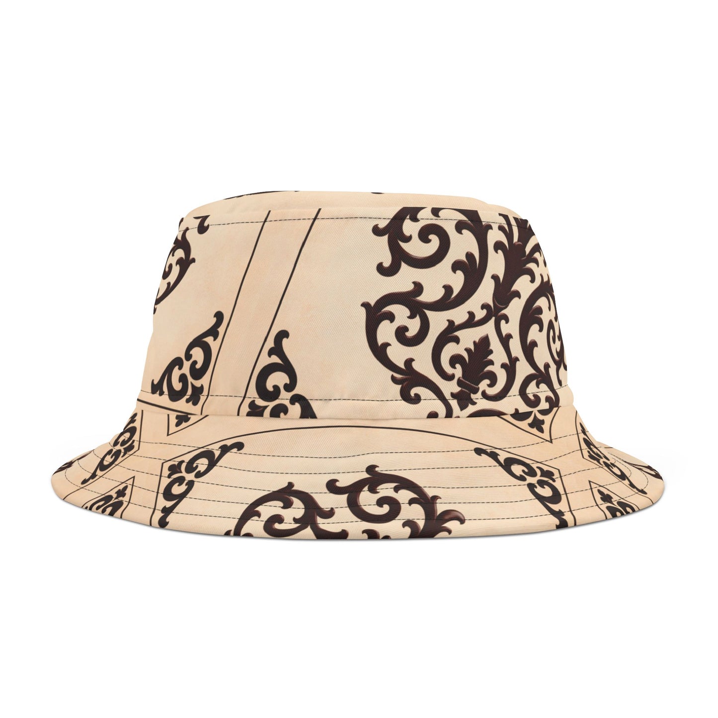 Almond-Beige & Brown Baroque Pattern Bucket Hat