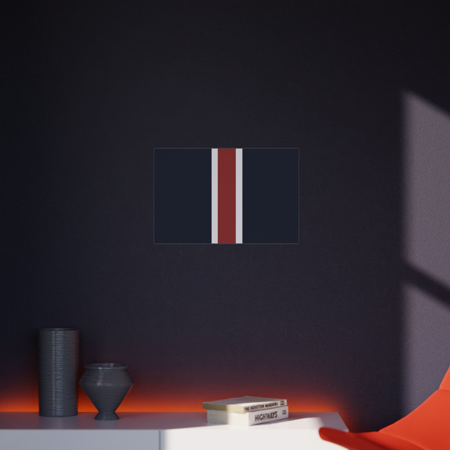Lunar Midnight & Red-White Striped Stylish Foam Board Decor, Modern Wall Art, Home Office Decoration, Customizable Display Board