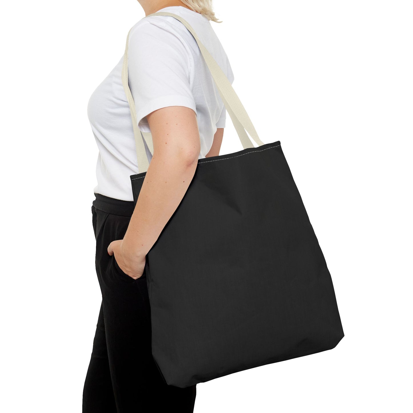 Stylish Black All-Over Print Tote Bag, Eco-Friendly Shopping Bag, Beach Tote, Gift for Her, Everyday Carryall