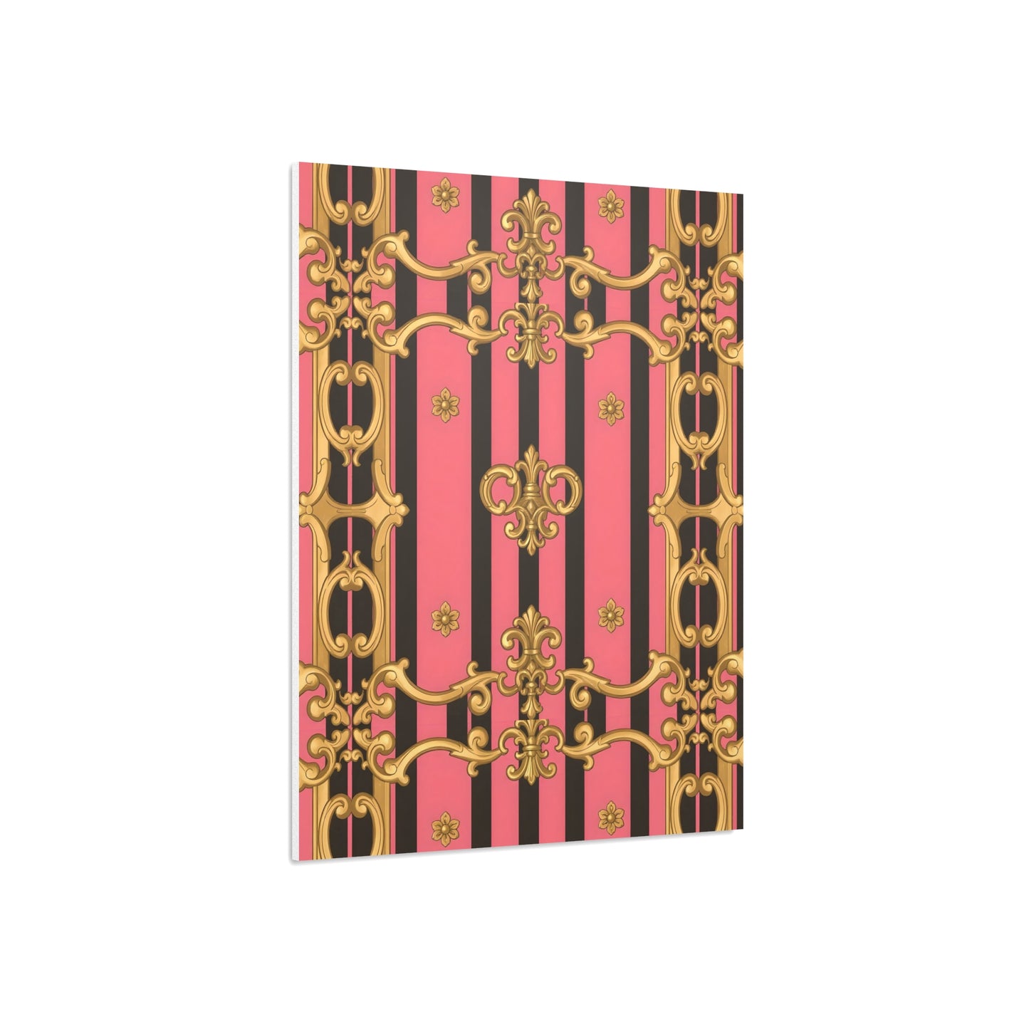 Elegant Decorative Foam Board - Chic Wall Decor, Glam Home Art, Stylish Backdrop, Gift for Her - Pink & Black Striped Gold Baroque
